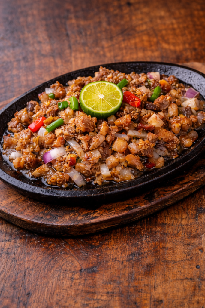 Sizzling crocodile sisig in Palawan