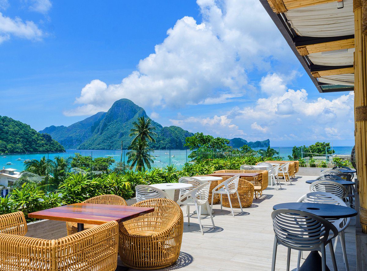 Rooftop dining area overlooking El Nido