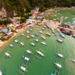 Aerial view of of El Nido, Palawan — a top destination reached via international flights to Palawan.